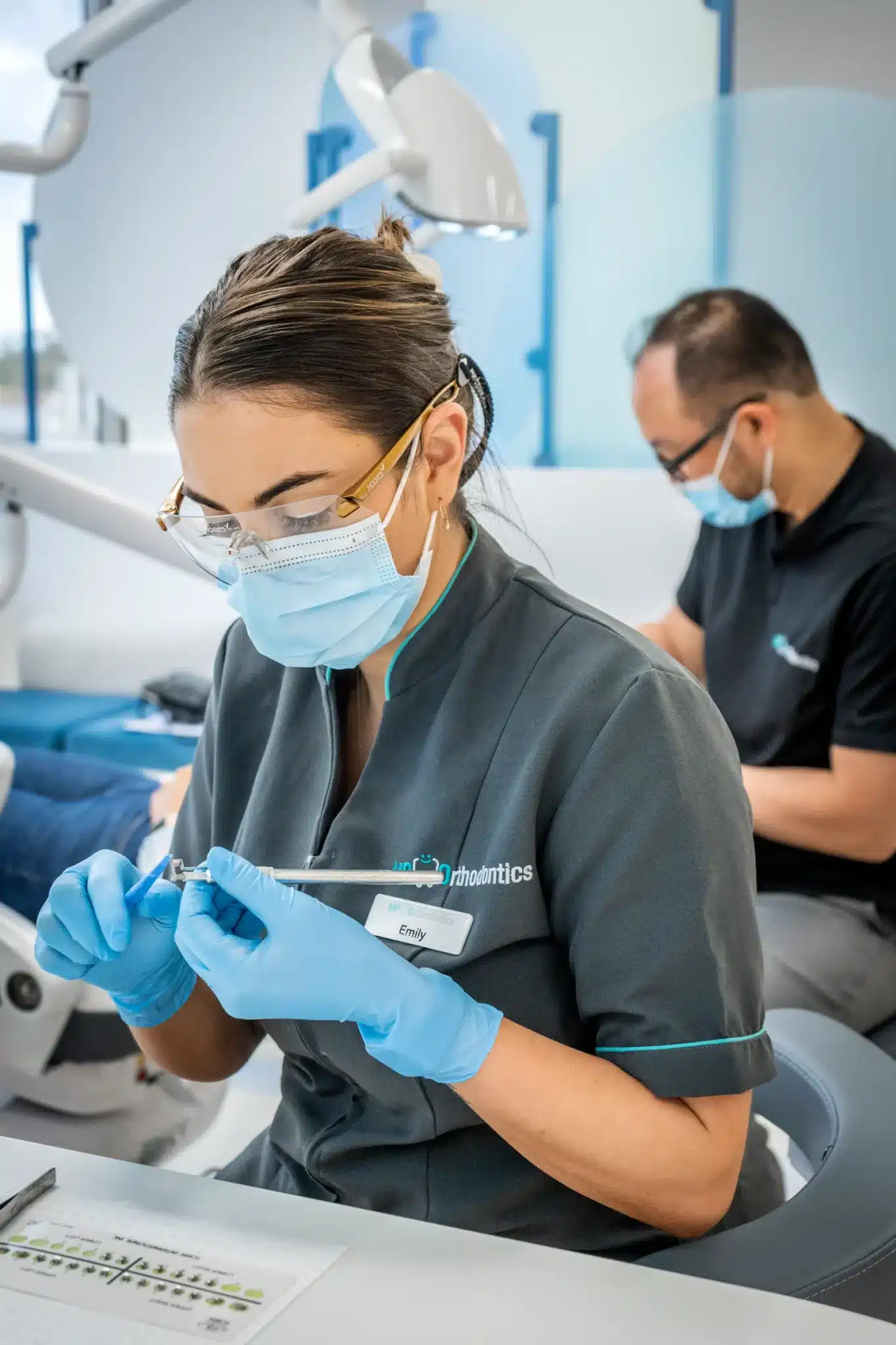 Dental Hygienist getting braces ready for teenager